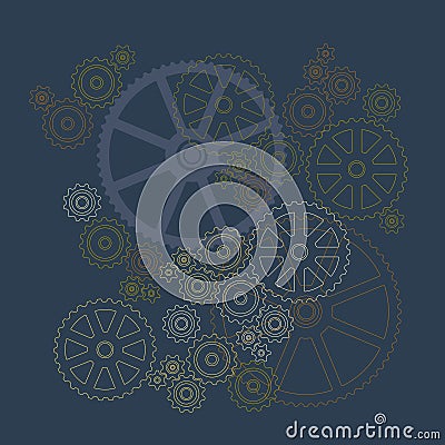 Cogwheel machine outlines Vector Illustration