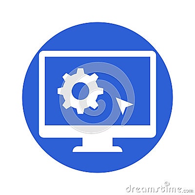 Cogwheel on screen Vector Icon which can easily modify or edit Vector Illustration