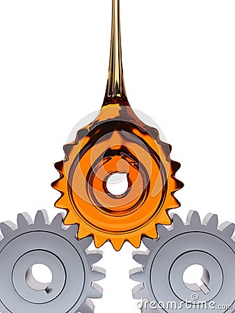 Cogwheel-Shaped Grease Drop Concept 3d Illustration Stock Photo