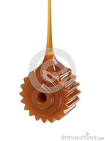 Cogwheel-Shaped Lube Drop Greasing Concept 3d Illustration Stock Photo