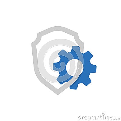 cogwheel with shield for security tech service icon Vector Illustration