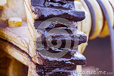 Cogwheels, industrial background, mechanism of dam closure Stock Photo