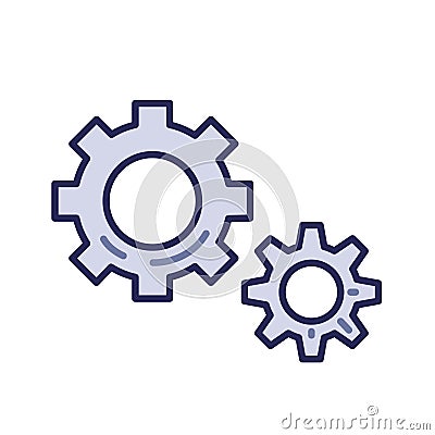 Cogwheels, settings icon. Line colored vector illustration. Isolated on white background. Vector Illustration