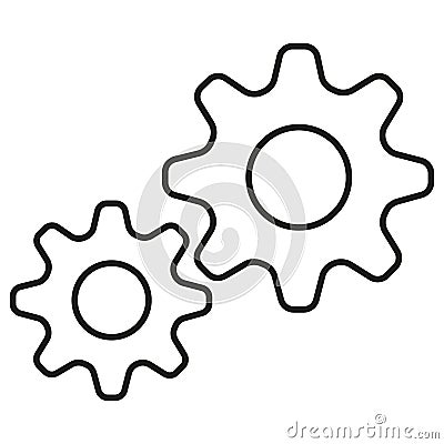 Cogwheels simple icon. Contour illustration Vector Illustration