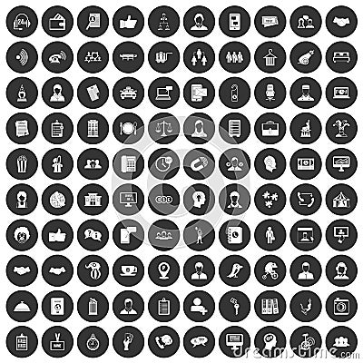 100 coherence icons set black circle Vector Illustration