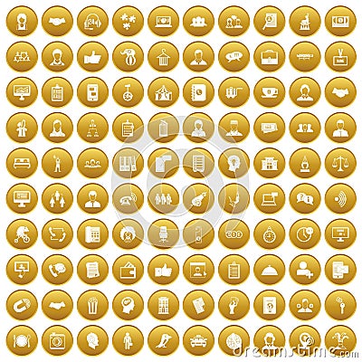 100 coherence icons set gold Vector Illustration