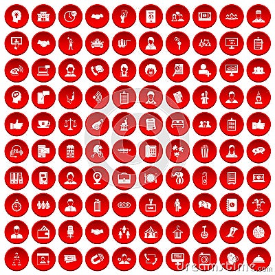 100 coherence icons set red Vector Illustration