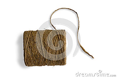 Coil of brown heavy duty intertwined string Stock Photo