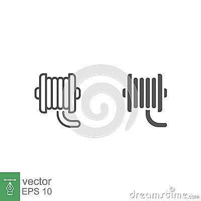 Coil cable spool line and glyph icon. Wire Electric cable on a reel Vector Illustration
