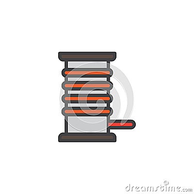 Coil with electric cable filled outline icon Vector Illustration