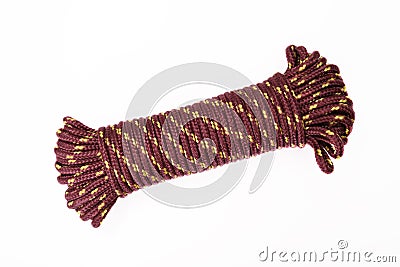 A coil of nylon rope, cord, paracord isolated on white background Stock Photo