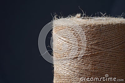Coil thread close-up on gray background twine Stock Photo
