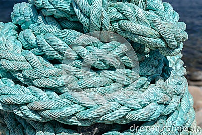 Coiled blue rope Stock Photo