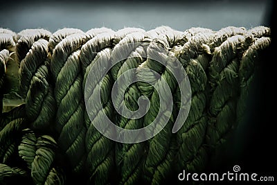 Coils of old weathered rope Stock Photo