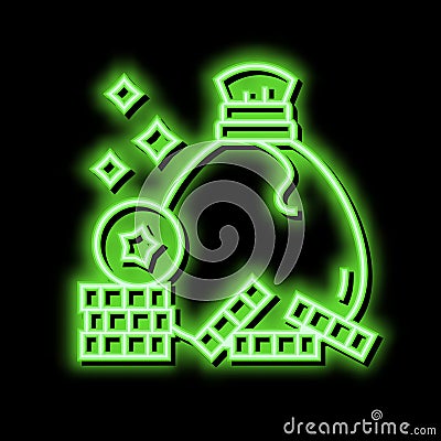 coin bag award for win video game level neon glow icon illustration Vector Illustration