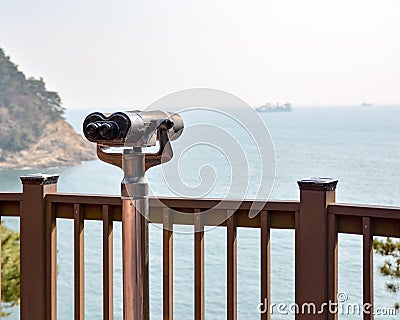 Coin binoculars waiting for tourists Stock Photo