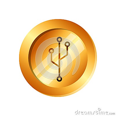 Coin with circuit electric icon Vector Illustration