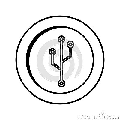 Coin with circuit electric icon Vector Illustration