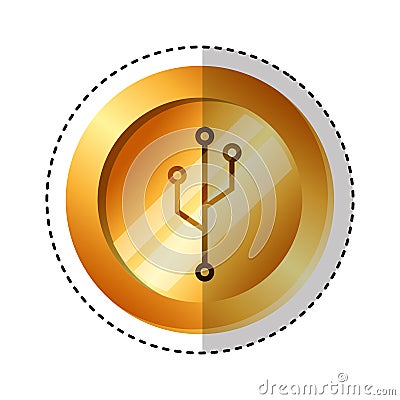 Coin with circuit electric icon Vector Illustration