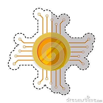 Coin with circuit electric icon Vector Illustration