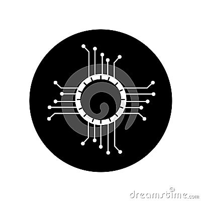 Coin with circuit electric icon Vector Illustration