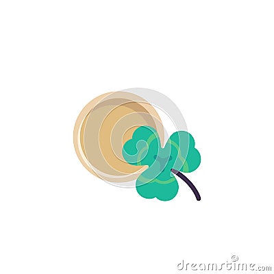 Coin and clover flat icon Vector Illustration