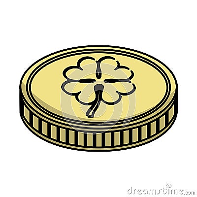 Coin with clover icon Vector Illustration