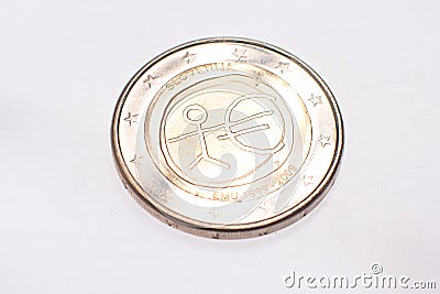 A coin collection of 2 euro commemorative coins Stock Photo