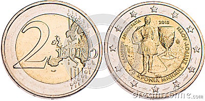 A coin collection of 2 euro commemorative coins Stock Photo