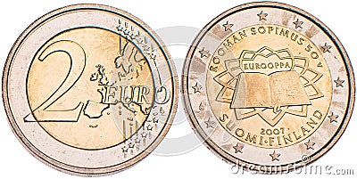 A coin collection of 2 euro commemorative coins Stock Photo
