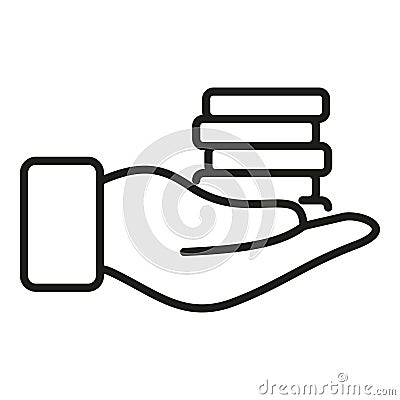 Coin compensation icon outline . Work money Stock Photo