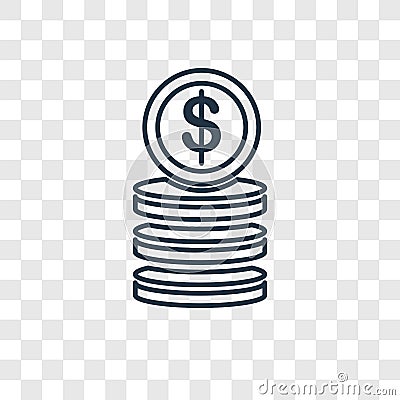 Coin concept vector linear icon isolated on transparent background, Coin concept transparency logo in outline style Vector Illustration