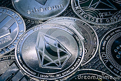 Coin cryptocurrency EOS on main altcoins Editorial Stock Photo