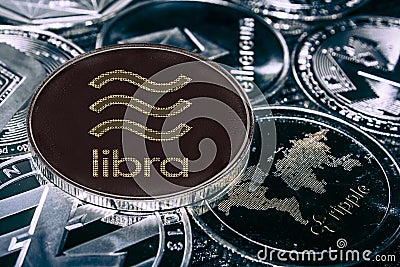 Coin cryptocurrency Libra against the main alitcoins. Editorial Stock Photo