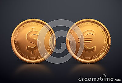 Coin Dollar and Euro Vector Illustration