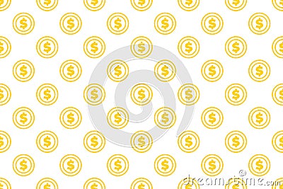 Coin dollar seamless pattern. Money coin pattern Vector Illustration