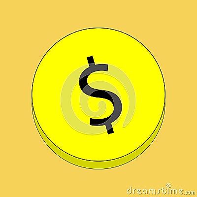 Coin with a dollar sign Vector Illustration