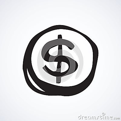 Coin dollar. Vector symbol Vector Illustration