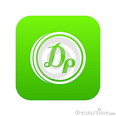 Coin drachma icon digital green Vector Illustration