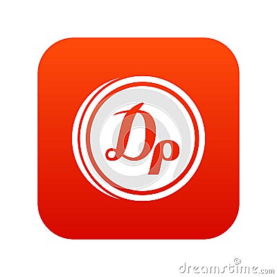 Coin drachma icon digital red Vector Illustration