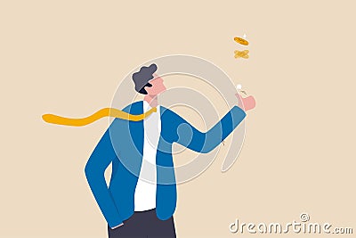 Coin flip or toss spinning money coin metaphor of luck, chance and opportunity, gambling or financial decision making concept Vector Illustration