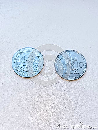 Coin of Georgia Republic with symbol of Christianity Stock Photo