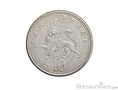 Coin of Great Britain 10 pence Editorial Stock Photo
