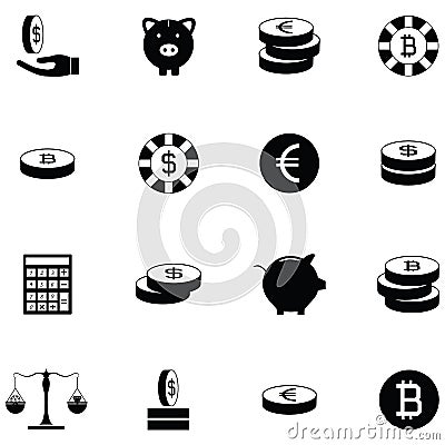 Coin icon set Vector Illustration