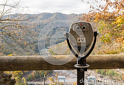 Coin operated binoculars at Hawks Nest Stock Photo