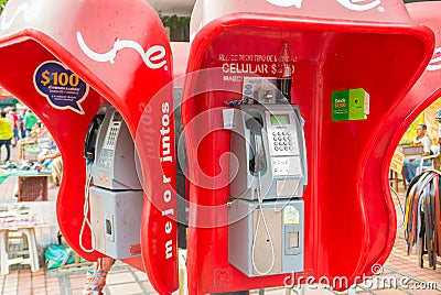 Coin operated telephone boxes Editorial Stock Photo