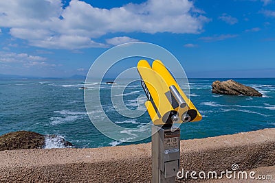 Coin operated telescope in Biarritz Editorial Stock Photo