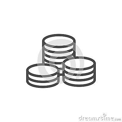 Coin pile, finance, money and banking line style vector icon Vector Illustration