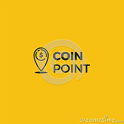 Coin point logo. Location of money logotype Vector Illustration