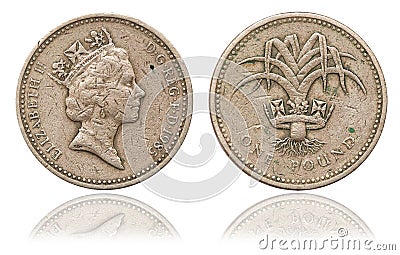 Coin 1 pound. Great Britain. Editorial Stock Photo